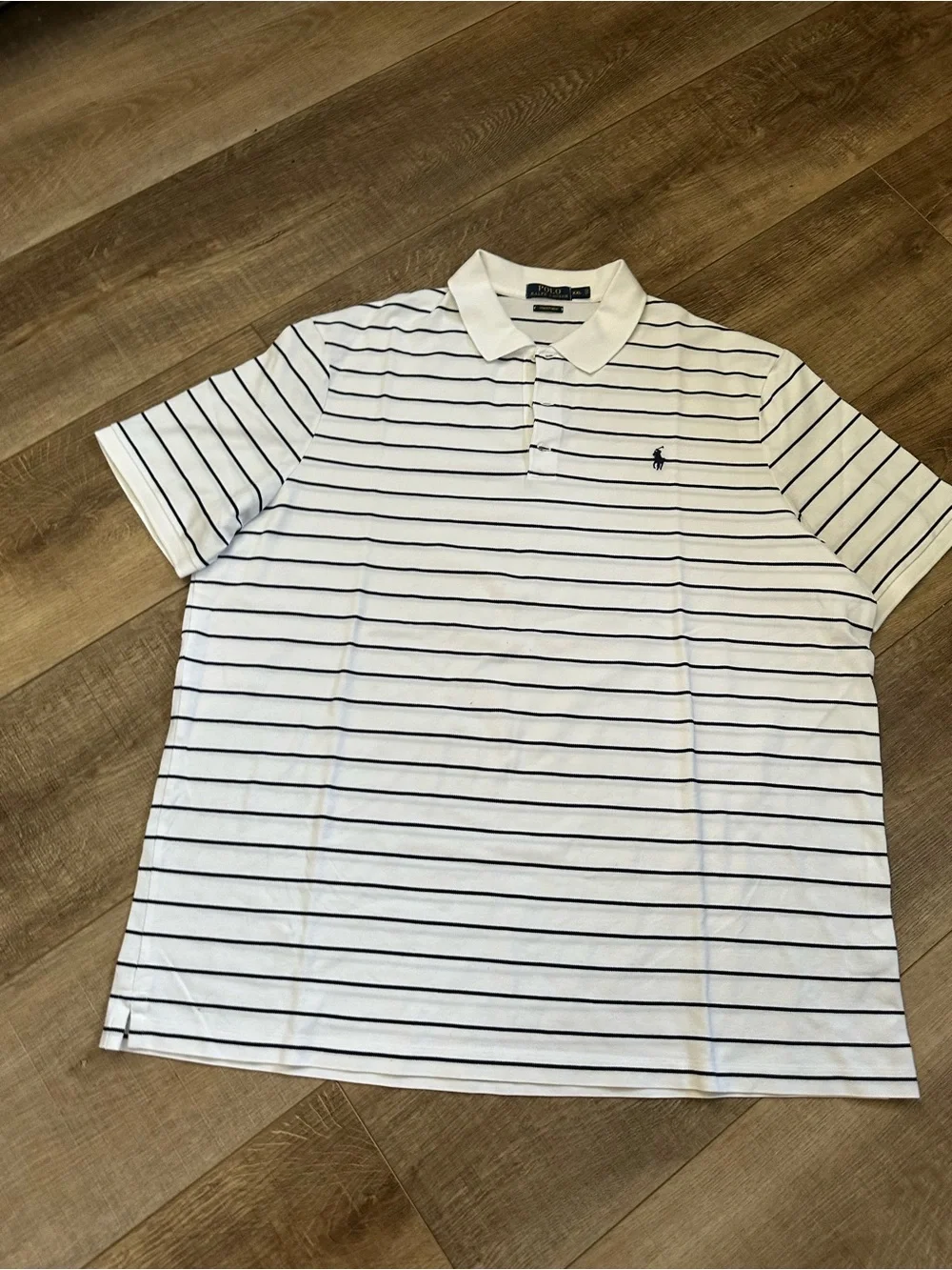 Polo by Ralph Lauren White Stripe Cotton Polo Shirt XXL